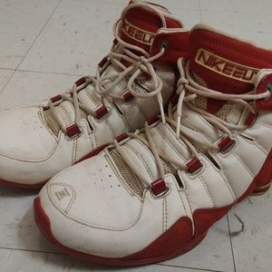 nike elite flight shox men's size 12 red and white